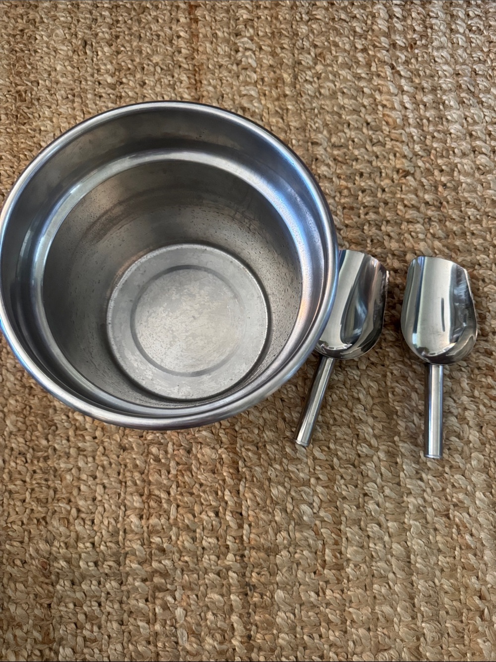 Stainless Steel ice bucket with Two Scoops - Silver bundle ice bucket